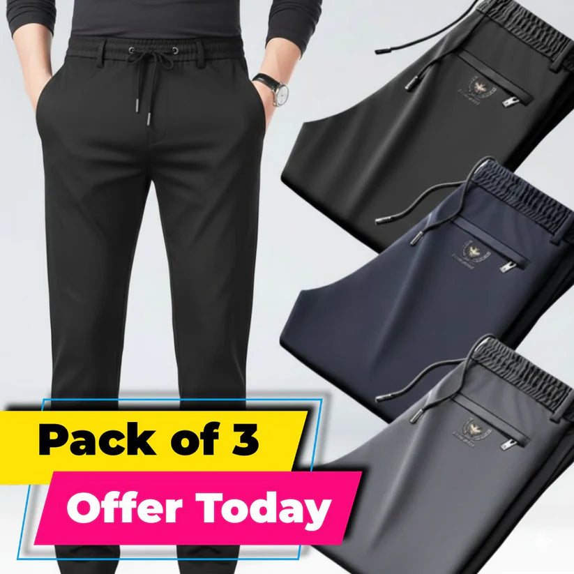 Pack of 3 MEGA-WINTER-OFFER 😍 Premium-Quality Men's Lycra-Pants (Black, Blue & Grey Color)