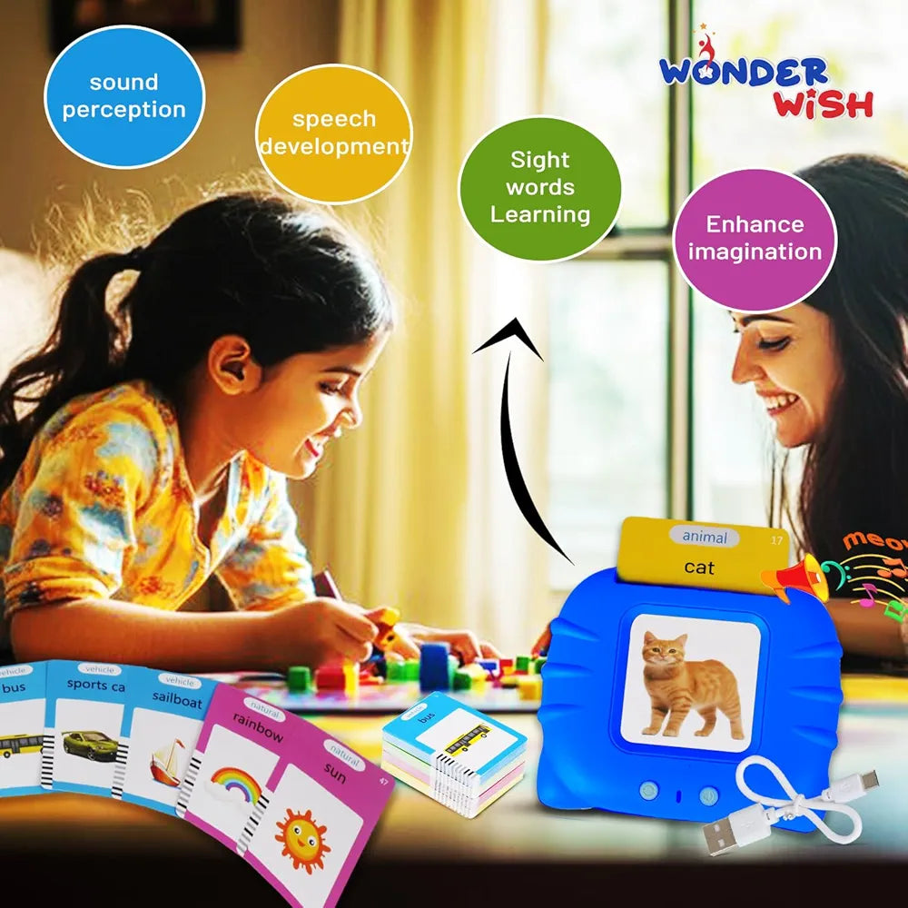 Flash Cards Educational Learning Toys for 2 to 6 Years Old Boys Girls, Educational Toddlers Toys Reading Machine with 224 Words Preschool Montessori Birthday Gift for Kids.